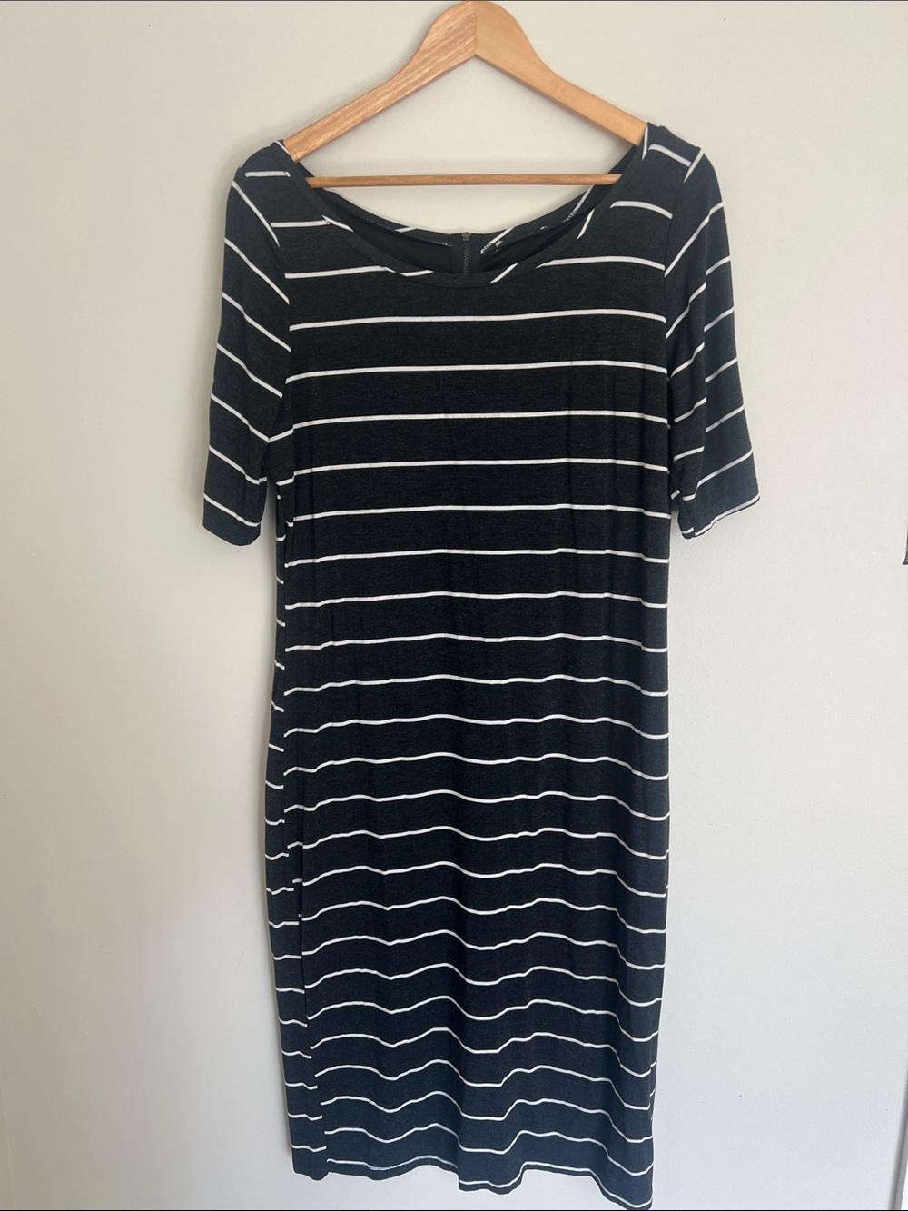 Striped Black and White Midi Dress — Casual Everyday Style